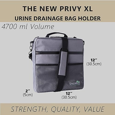 Privy XL Urine Drain Bag Cover, Travel Medical Supplies Bag with Tube Cover for Urostomy & Foley Catheter Users (Grey)