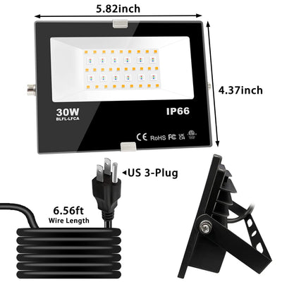 MELPO LED Flood Light Outdoor, 300W Equivalent 3000LM Smart RGB Landscape Lighting with APP Control, DIY Scenes - Timing - Warm White 2700K - Color Changing Uplight, IP66 Waterproof US Plug (4 Pack)