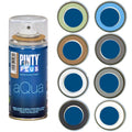 Pintyplus Aqua Mini Spray Paint - Art Set of 8 Water Based 4.2oz Cans. Ultra Matte Finish. Perfect For Arts & Crafts. Works on Plastic, Metal, Wood, Cardboard