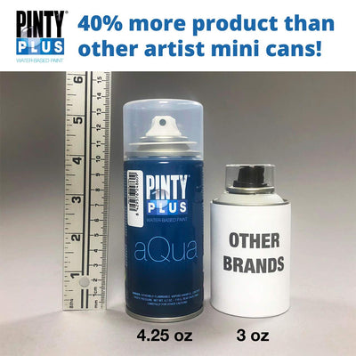 Pintyplus Aqua Mini Spray Paint - Art Set of 8 Water Based 4.2oz Cans. Ultra Matte Finish. Perfect For Arts & Crafts. Works on Plastic, Metal, Wood, Cardboard